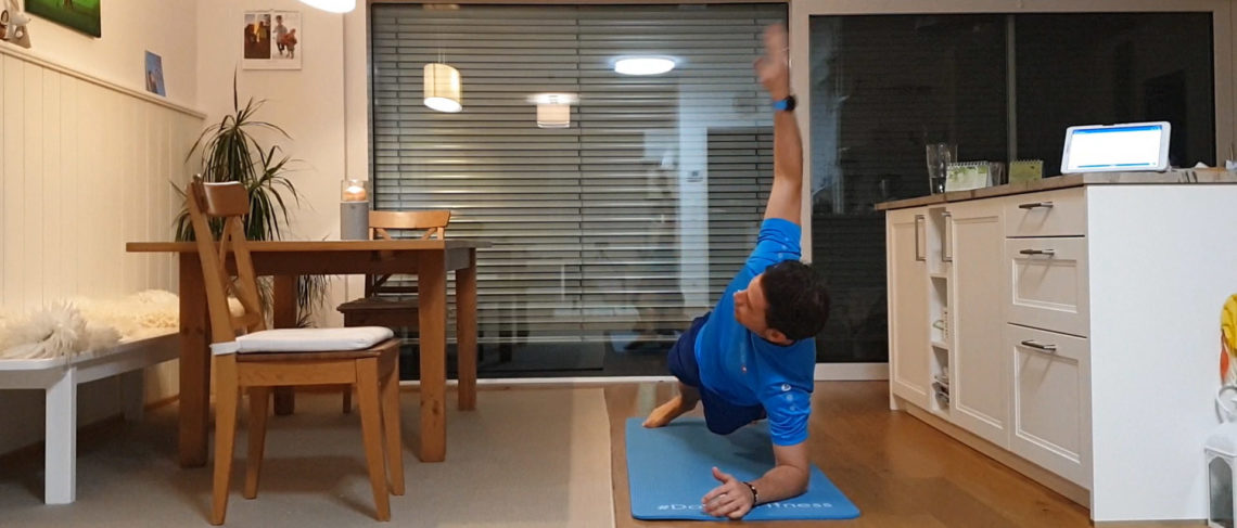 Übung, Plank mit Rotation, Unterarmstütz