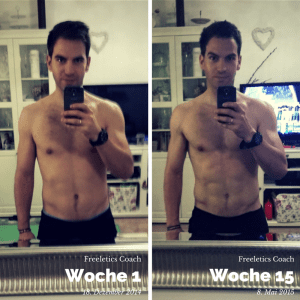 Meine Transformation mit dem Freeletics Coach - ein klassisches Vorher-Nachher Foto das du auch machen solltest!